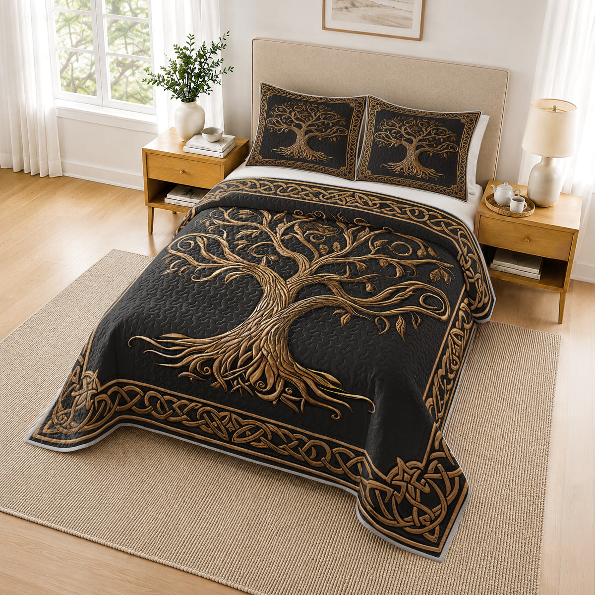 Shineful Quilt 3-Piece Set Celtic Tree