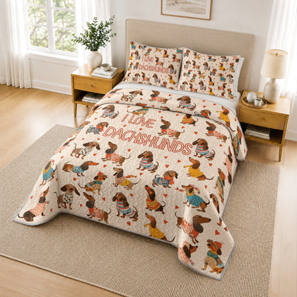 Shineful Quilt 3-Piece Set Dachshund Lovely Delight