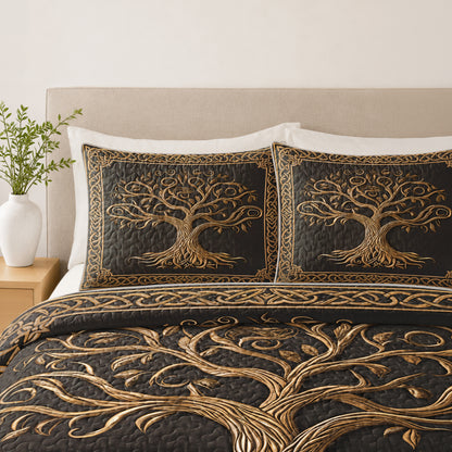 Shineful Quilt 3-Piece Set Celtic Tree