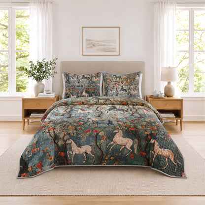 Shineful Quilt 3-Piece Set Mystical Steeds