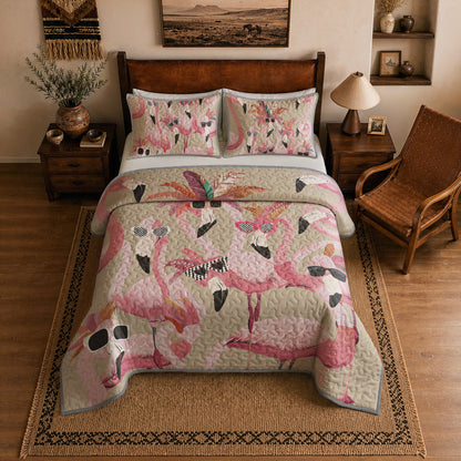 Shineful Quilt 3-Piece Set Funky Flamingo