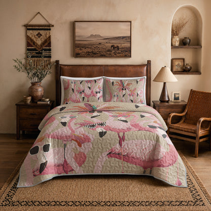 Shineful Quilt 3-Piece Set Funky Flamingo