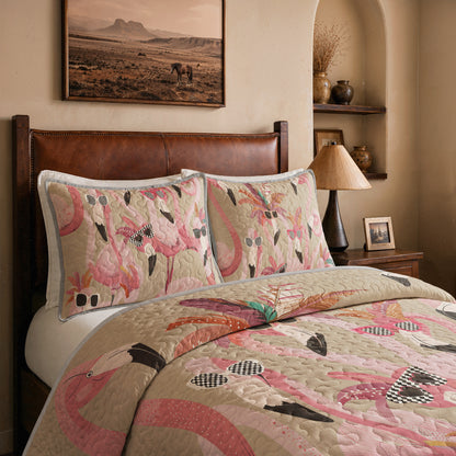 Shineful Quilt 3-Piece Set Funky Flamingo