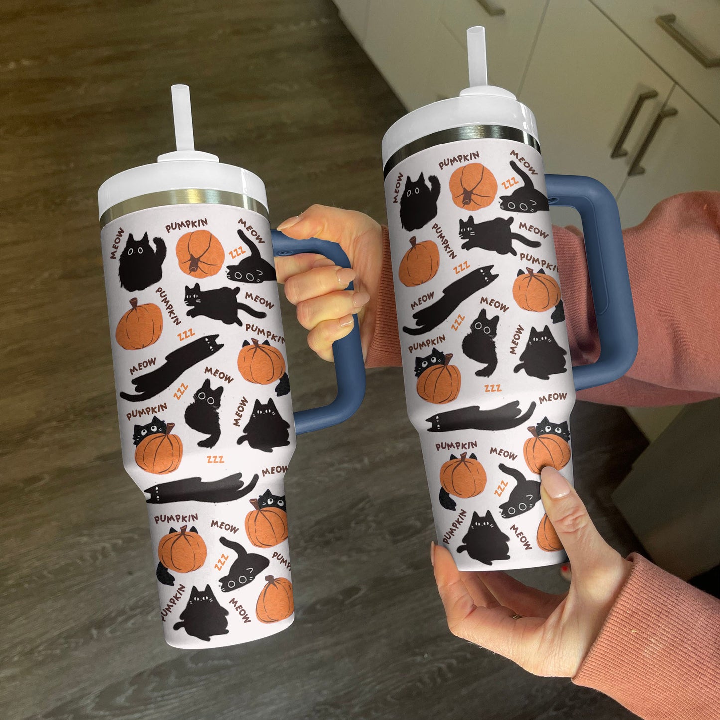 Shineful Tumbler Black Cats And Pumpkins
