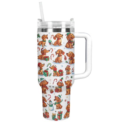 Shineful Tumbler Dachshund Christmas Pattern