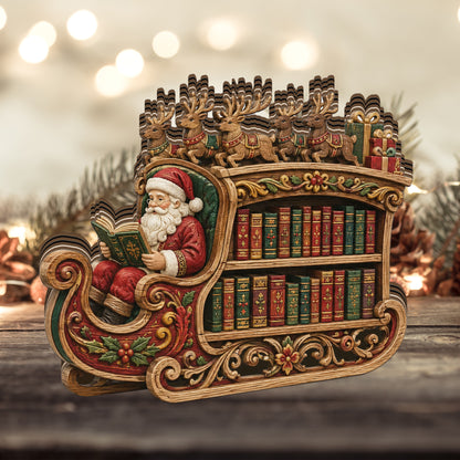 Shineful Santa Sleigh Bookshelf Custom Shape Wooden Block