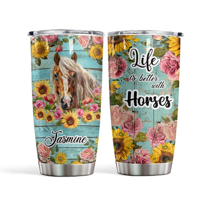 Shineful 20oz Tumbler Personalized Floral Horse Harmony