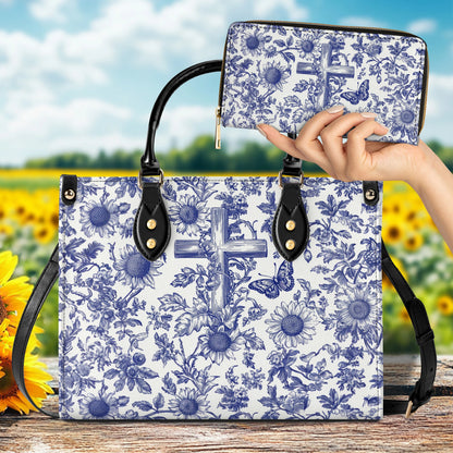Shineful Leather Bag Sunflower & Cross Blessing