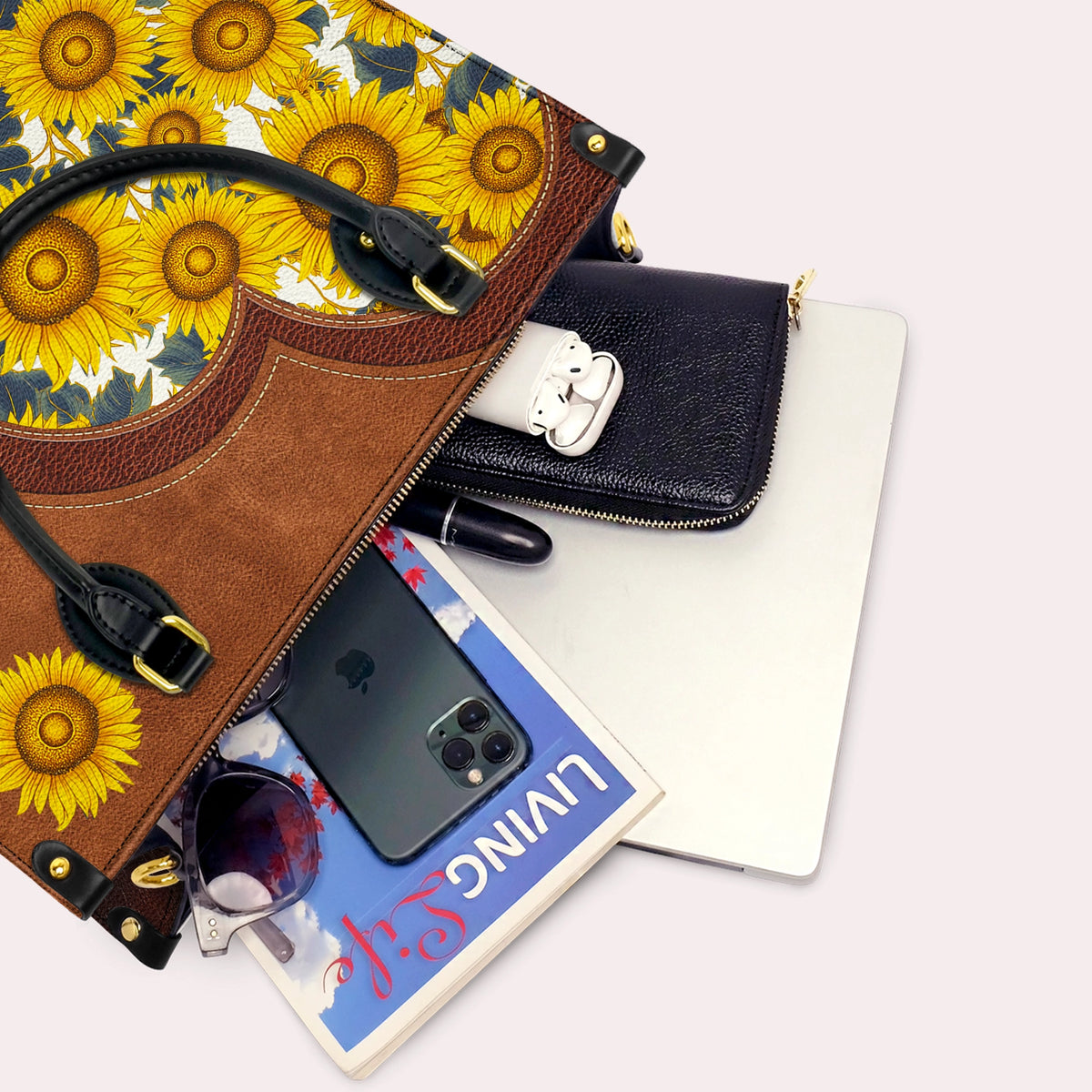 Shineful Leather Bag Sunflower Bold Bloom