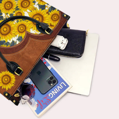 Shineful Leather Bag Sunflower Bold Bloom