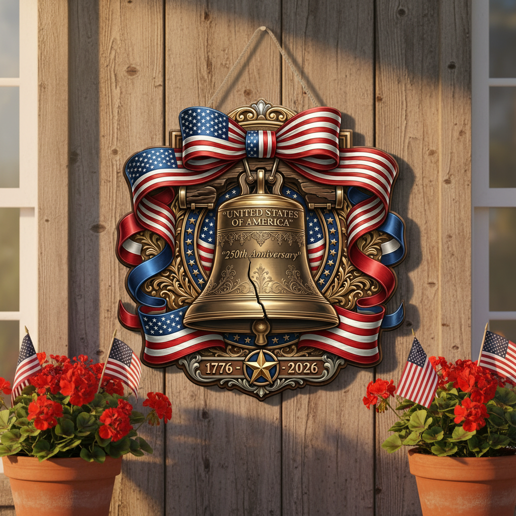 Shineful Patriot Bell Wood Sign