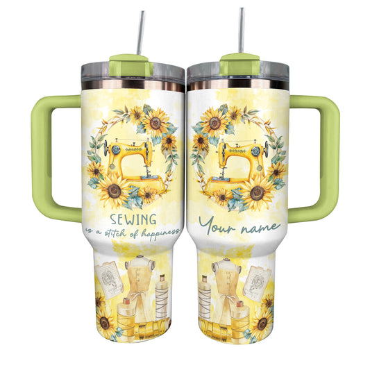 Shineful Tumbler Vintage Sunflower Sewing Machine Design