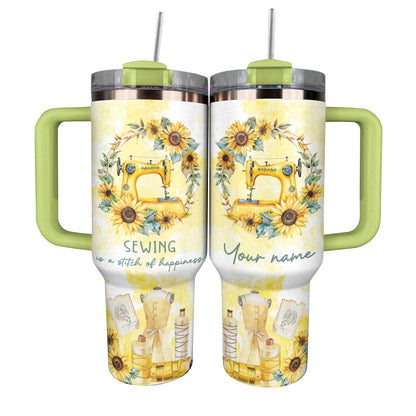 Shineful Tumbler Vintage Sunflower Sewing Machine Design