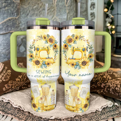 Shineful Tumbler Vintage Sunflower Sewing Machine Design