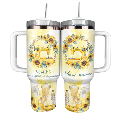 Shineful Tumbler Vintage Sunflower Sewing Machine Design