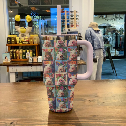 Pig Shineful™ Tumbler 40 Oz Charming Floral Vq03 40Oz