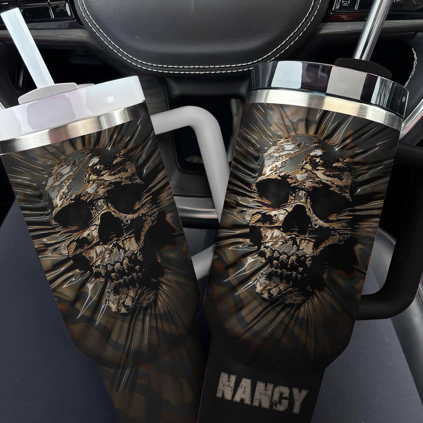 Shineful Tumbler Personlized Cool Cameo Skull