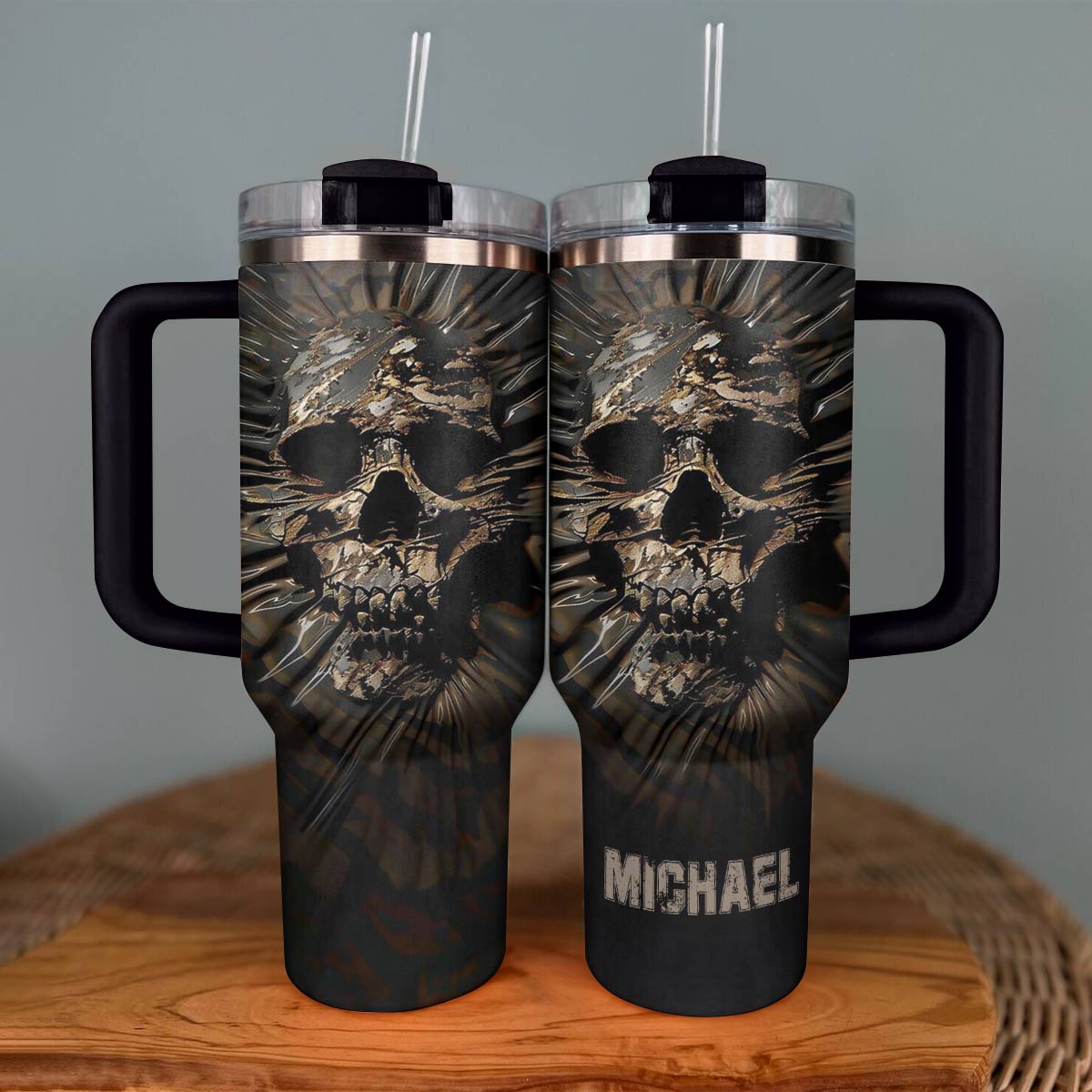 Shineful Tumbler Personlized Cool Cameo Skull