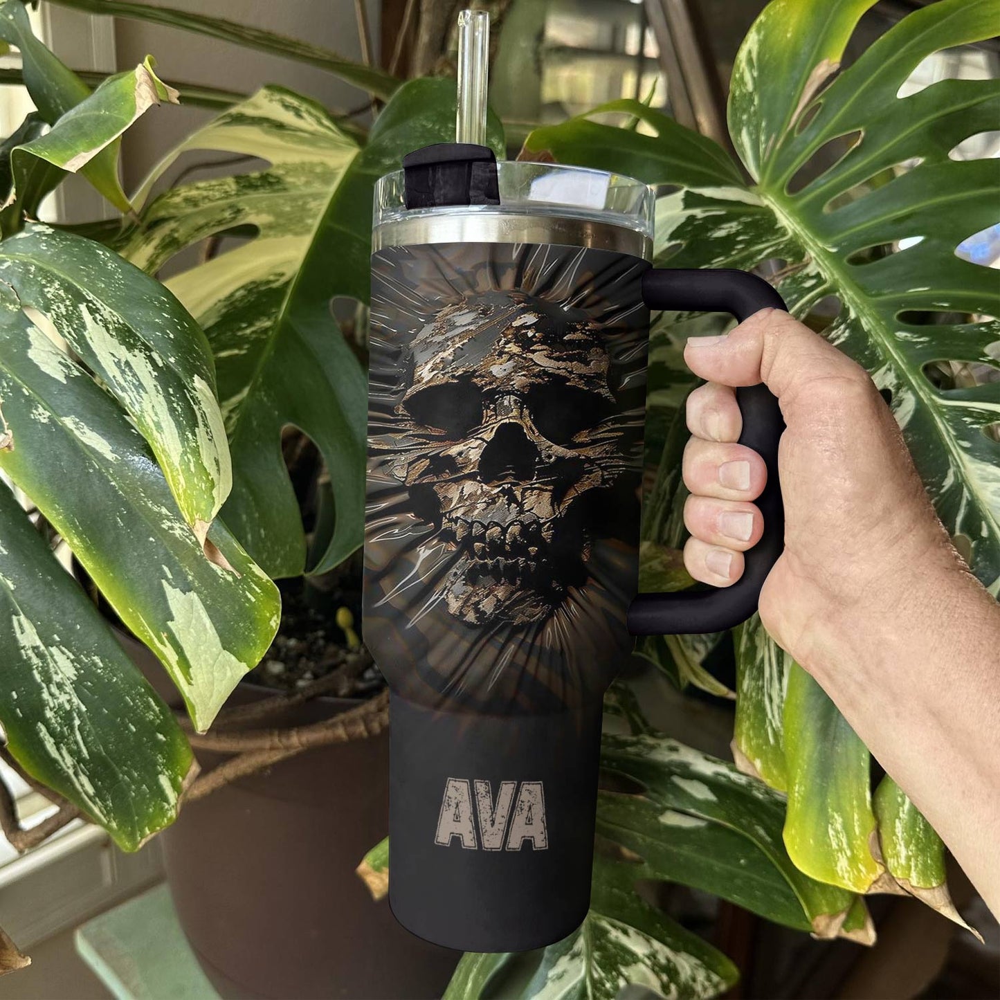 Shineful Tumbler Personlized Cool Cameo Skull