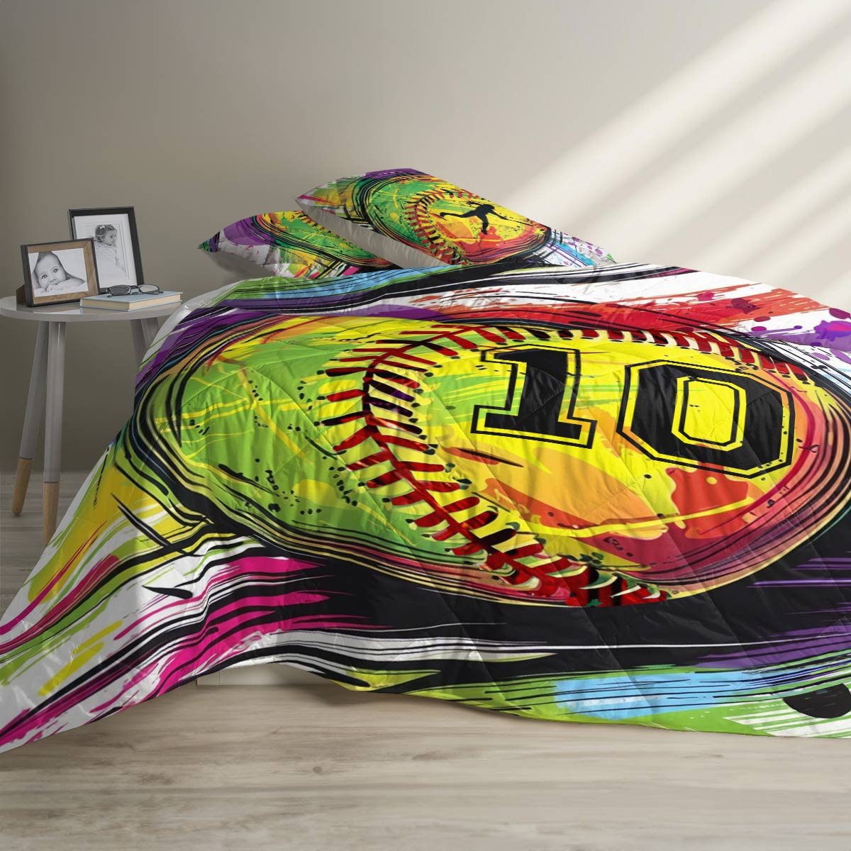 Shineful Quilt 3-Piece Set Colorful Splashing Softball