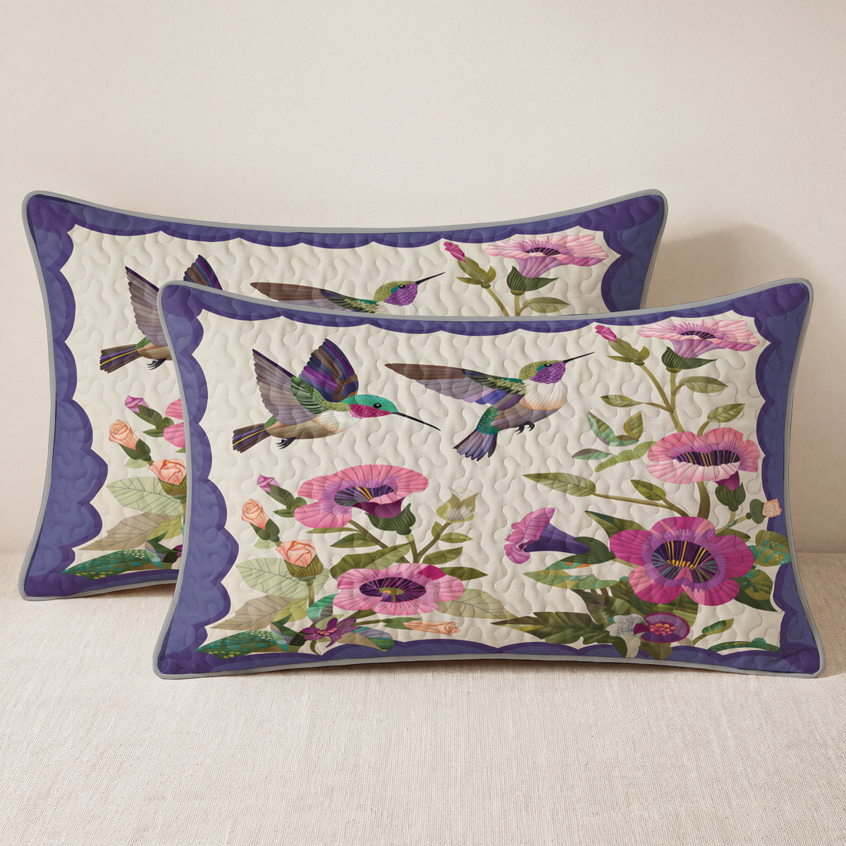 Shineful Quilt 3-Piece Set Hummingbird Garden
