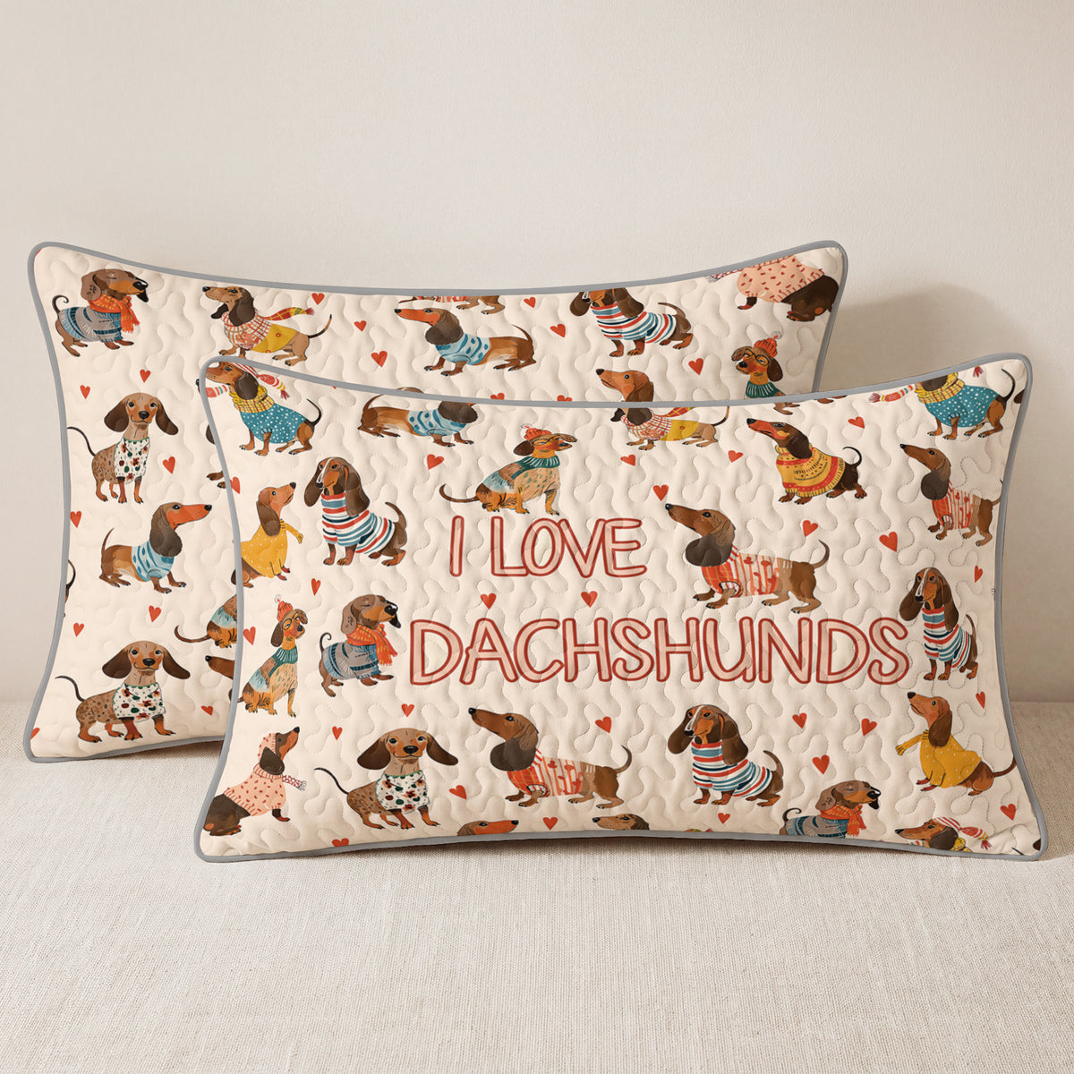 Shineful Quilt 3-Piece Set Dachshund Lovely Delight