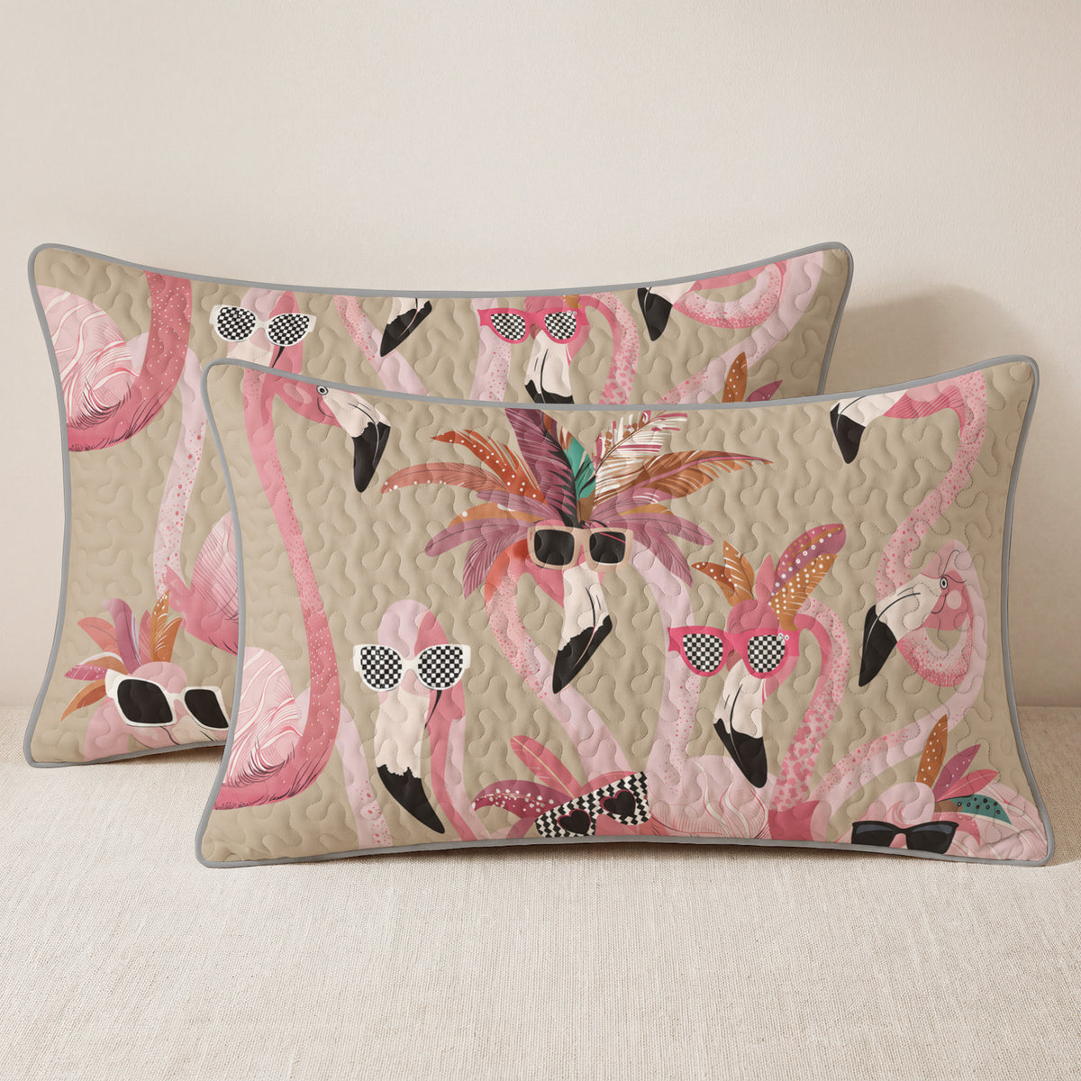 Shineful Quilt 3-Piece Set Funky Flamingo