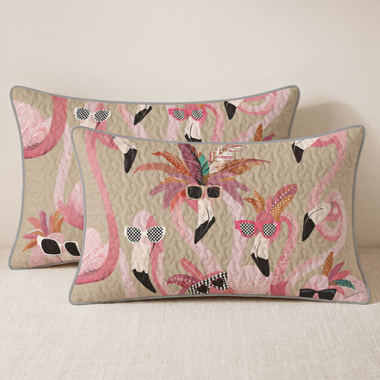 Shineful Quilt 3-Piece Set Funky Flamingo