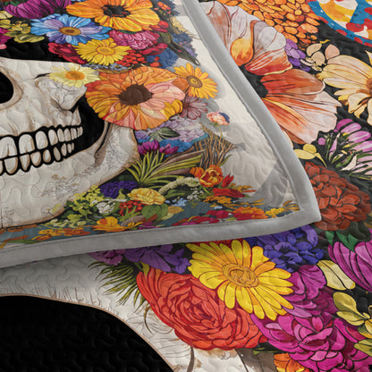 Shineful Quilt 3-Piece Set Skull Blossom
