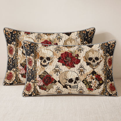 Shineful Quilt 3-Piece Set Elegent Skull Roses