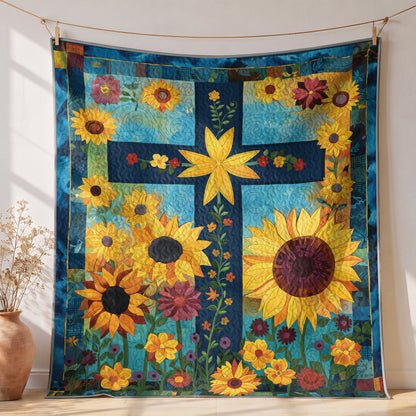 Shineful  Quilt 3-Piece Set Sunflower Cross