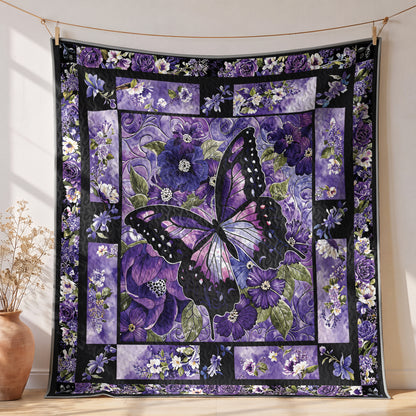Shineful Quilt 3-Piece Set Gorgeous Purple Butterfly Flowers