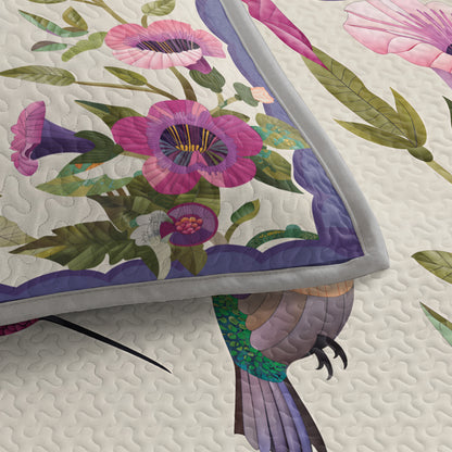 Shineful Quilt 3-Piece Set Hummingbird Garden