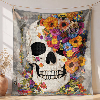 Shineful Quilt 3-Piece Set Skull Blossom