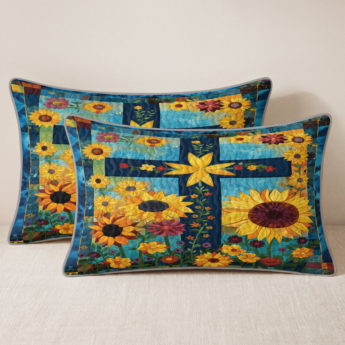 Shineful  Quilt 3-Piece Set Sunflower Cross