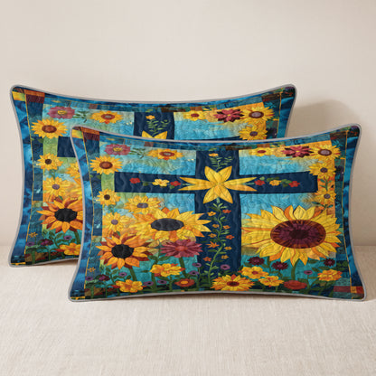 Shineful  Quilt 3-Piece Set Sunflower Cross