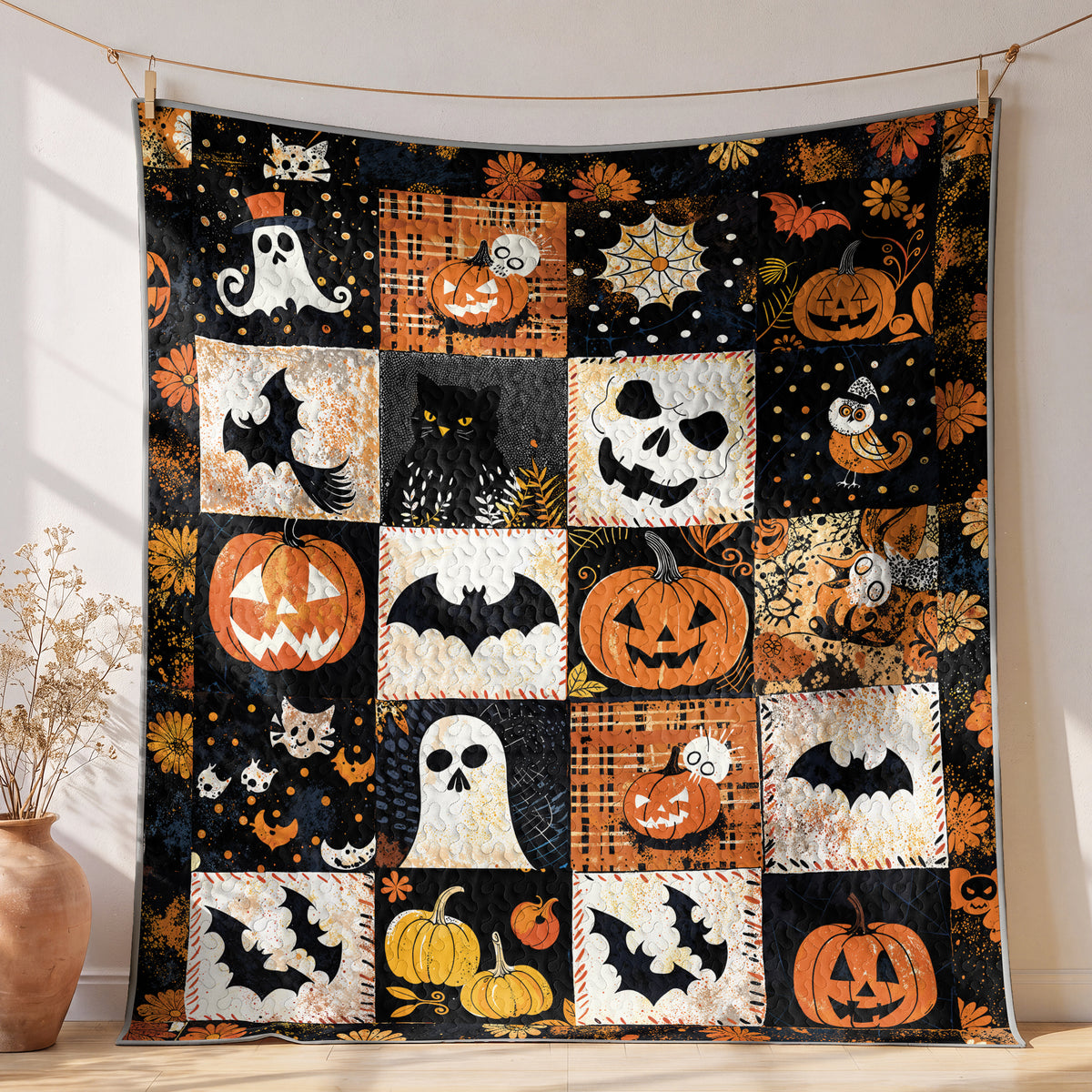 Shineful All Season Quilt 3-Piece Set Spooky Patchwork