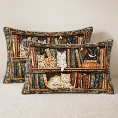 Shineful Quilt 3-Piece Set Book Nook Cats Reading