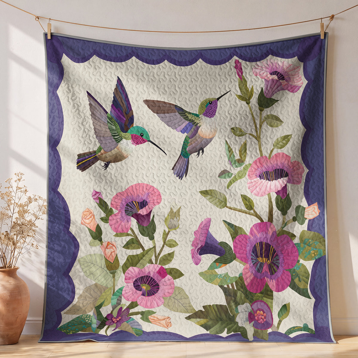 Shineful Quilt 3-Piece Set Hummingbird Garden