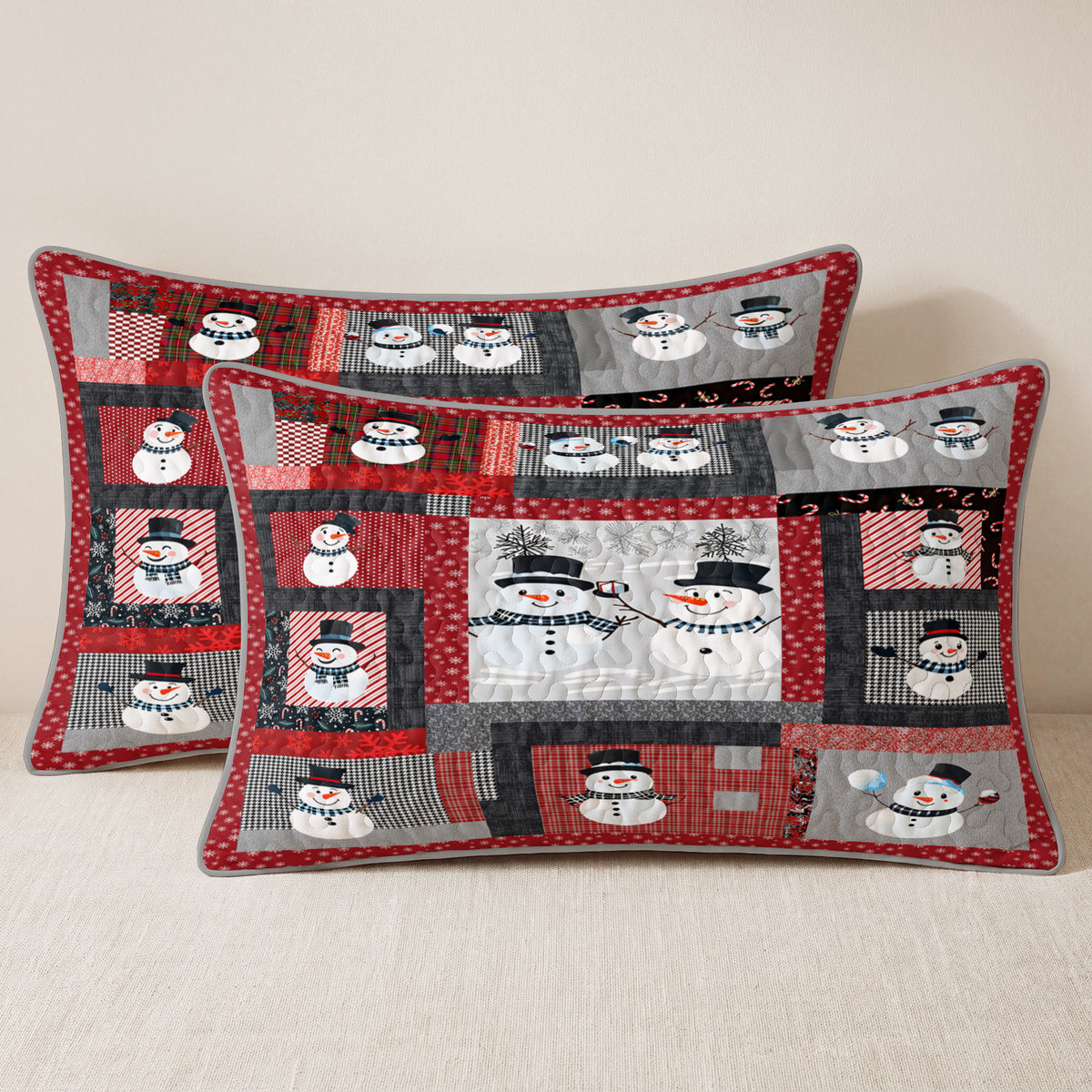 Shineful Quilt 3-Piece Set Playful Snowmen