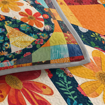 Shineful Quilt 3-Piece Set Flower Peace