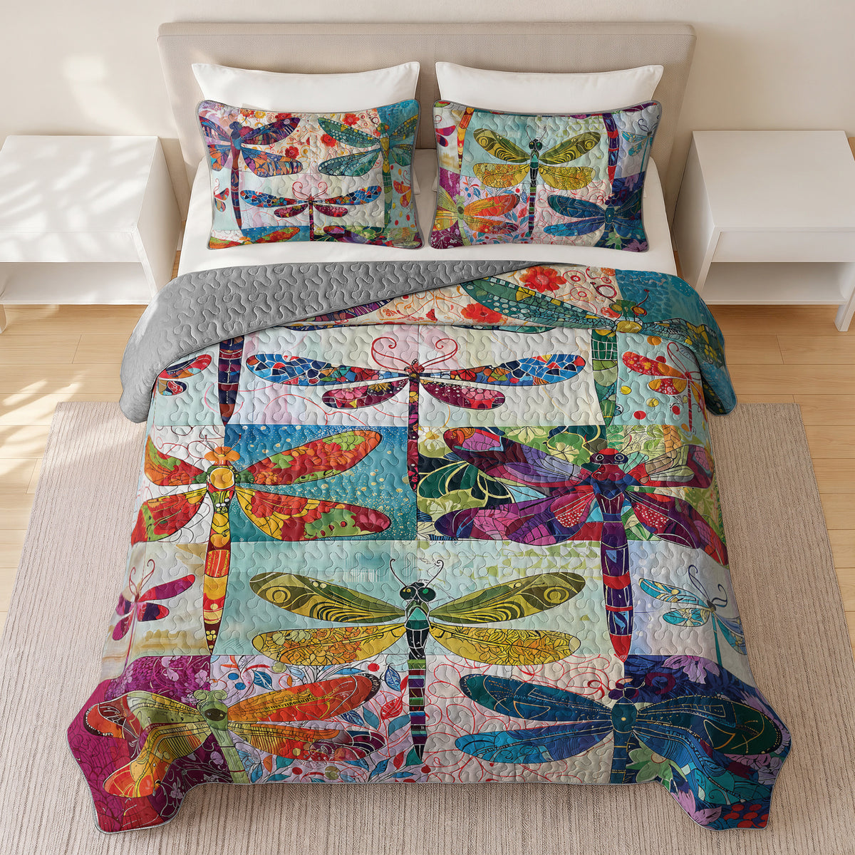 Shineful Quilt 3-Piece Set Dragonfly Harmony