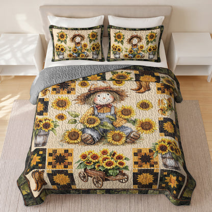 Shineful Quilt 3-Piece Set Peaceful Farmhouse Sunflower