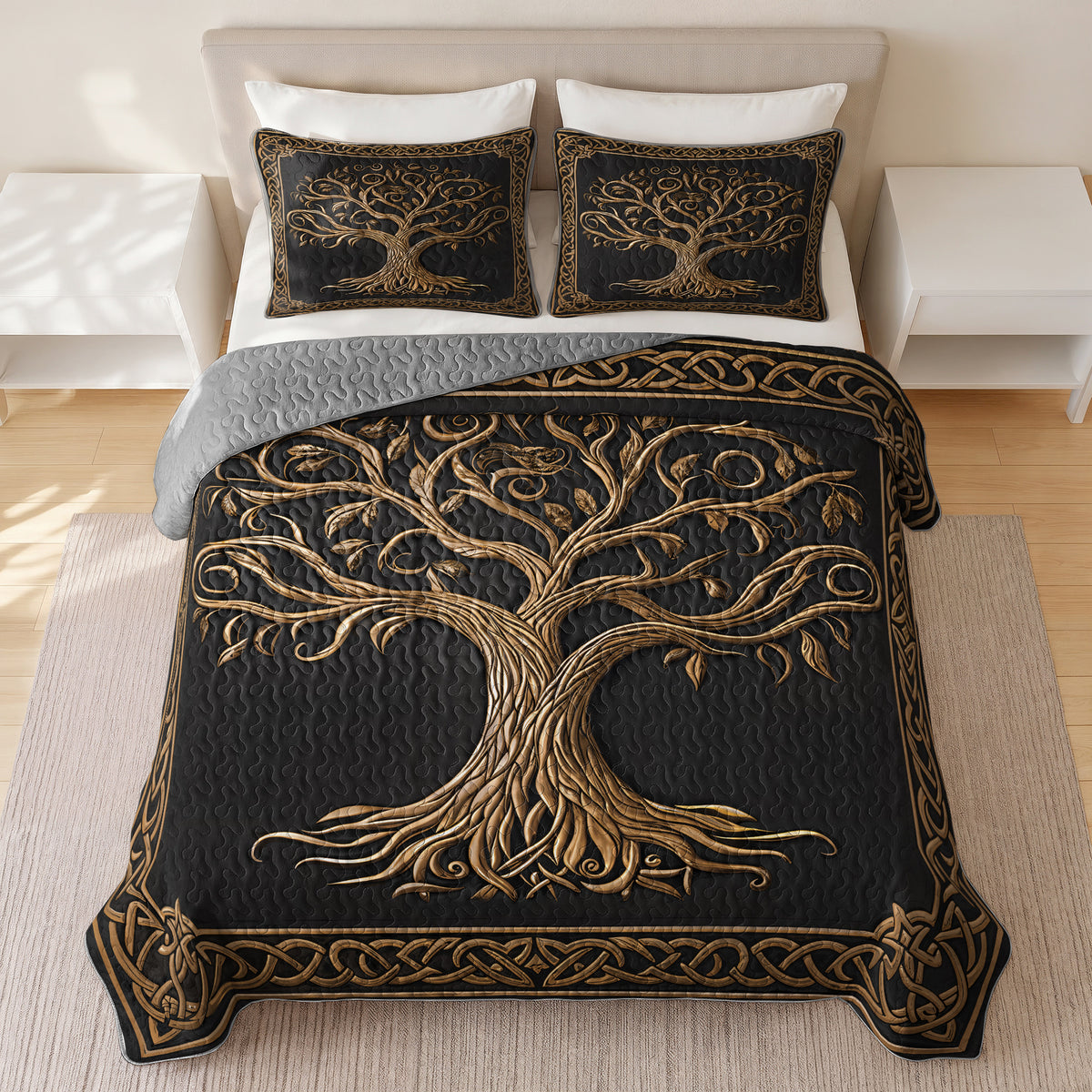 Shineful Quilt 3-Piece Set Celtic Tree