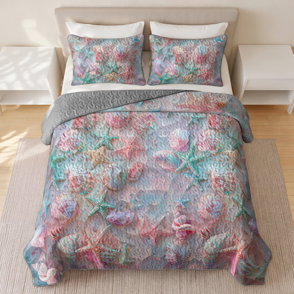 Shineful Quilt 3-Piece Set Coastal Shell