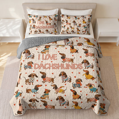 Shineful Quilt 3-Piece Set Dachshund Lovely Delight