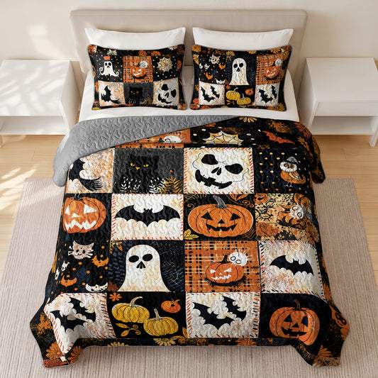 Shineful All Season Quilt 3-Piece Set Spooky Patchwork