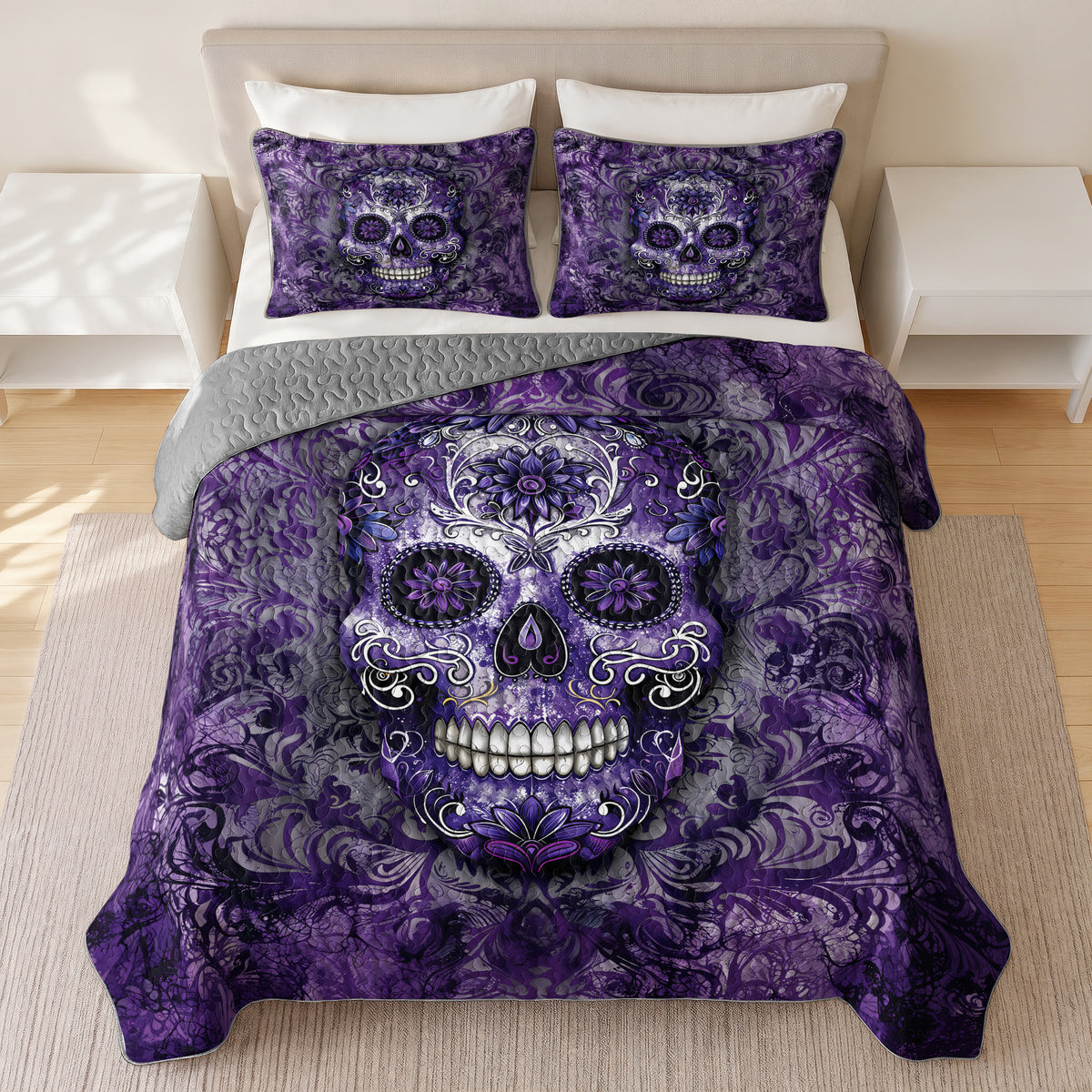 Shineful Quilt 3-Piece Set Gorgeous Mandala Skull