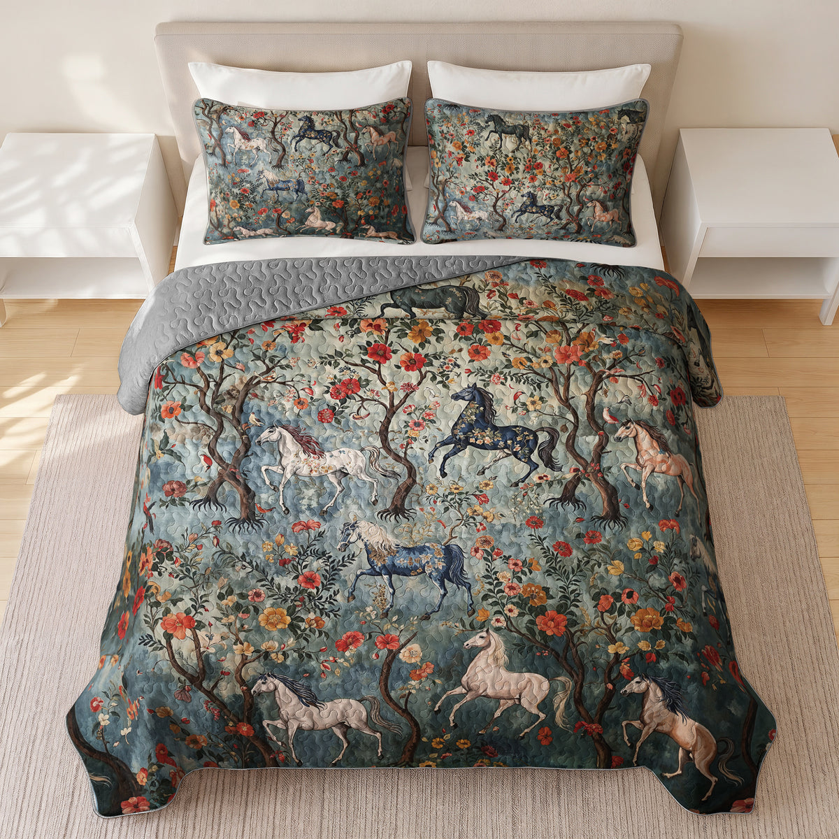 Shineful Quilt 3-Piece Set Mystical Steeds