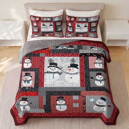 Shineful Quilt 3-Piece Set Playful Snowmen